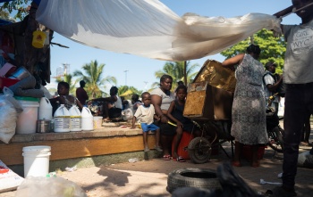 Picture of a family in an IDP camp in Haiti