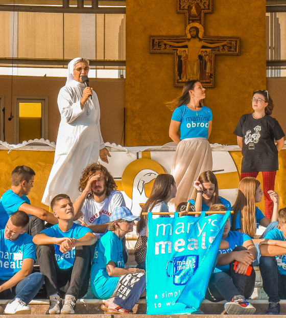 Gathering of young people in Medjugorje. 